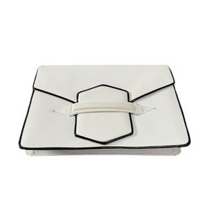 Vintage white leather Jay Herbert convertible handbag w/black trim. VGUC